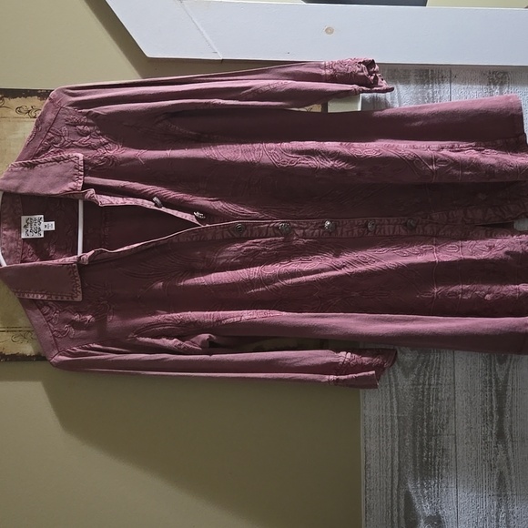 Parsley & Sage Tops - Parsley & Sage Burgundy Embroidered Shirt